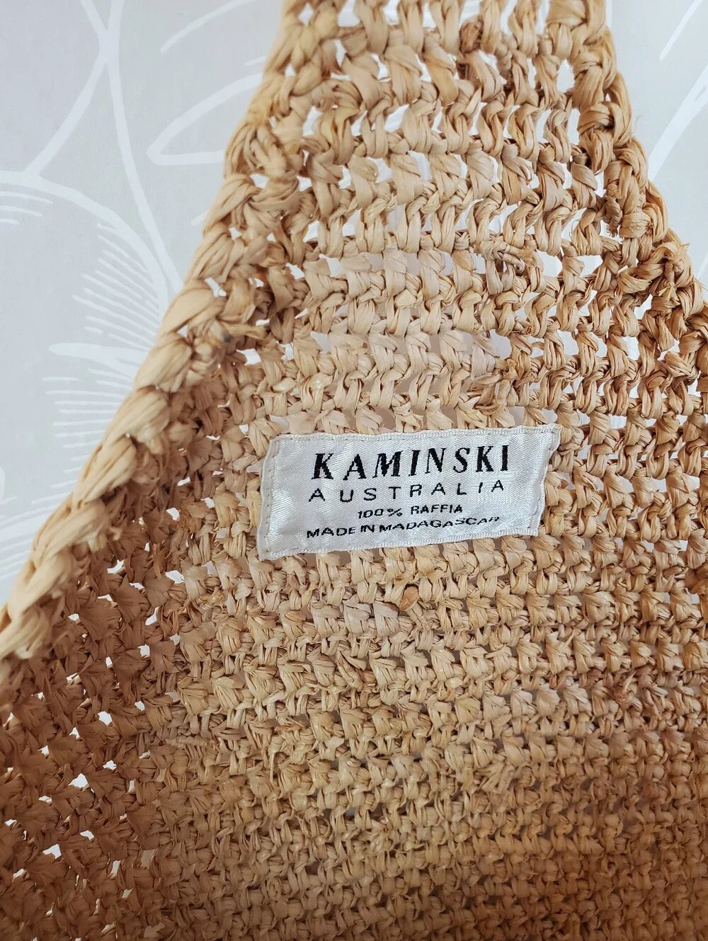 Helen Kaminski Raffia Crochet Sac Hobo Shoulder Bag Natural Beige Tan